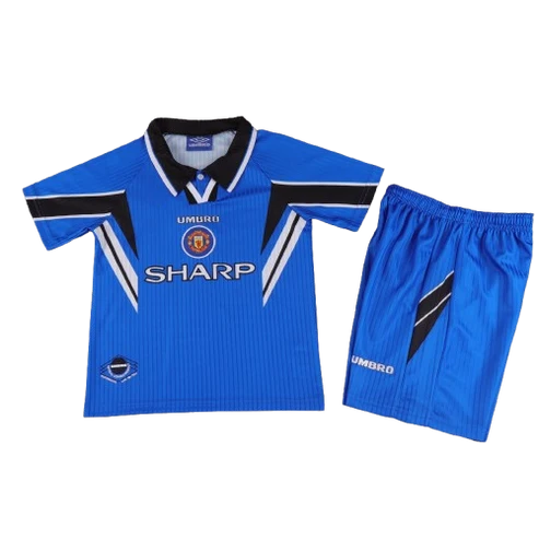 Kit infantil Manchester United Retrô Third 96/97 - Azul