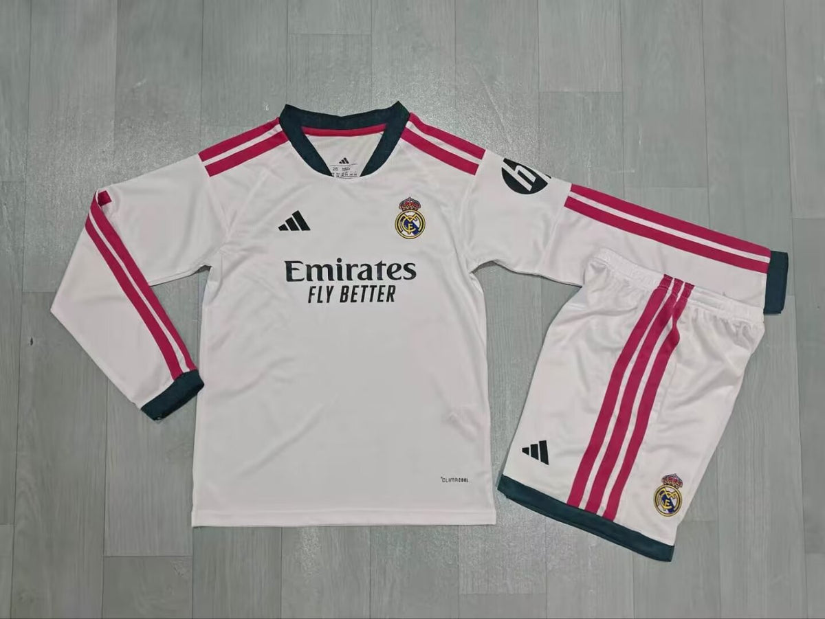 Kit Infantil Real Madrid Home Manga Longa 26/27 - Branca