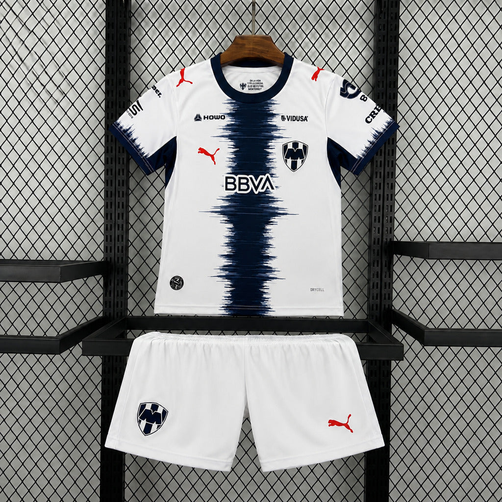 Kit Infantil Monterrey Away 26/27 - Branco e Azul