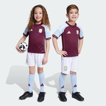 Kit Infantil Aston Villa Home 25/26  - Vermelho e Azul