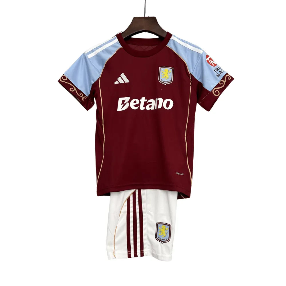 Kit Infantil Aston Villa Home 25/26  - Vermelho e Azul
