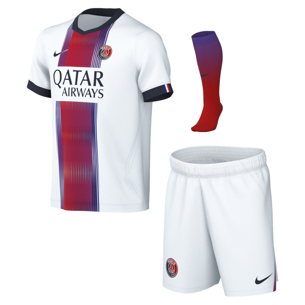 Kit Infantil PSG Away 26/27 - Branca e Vermelho